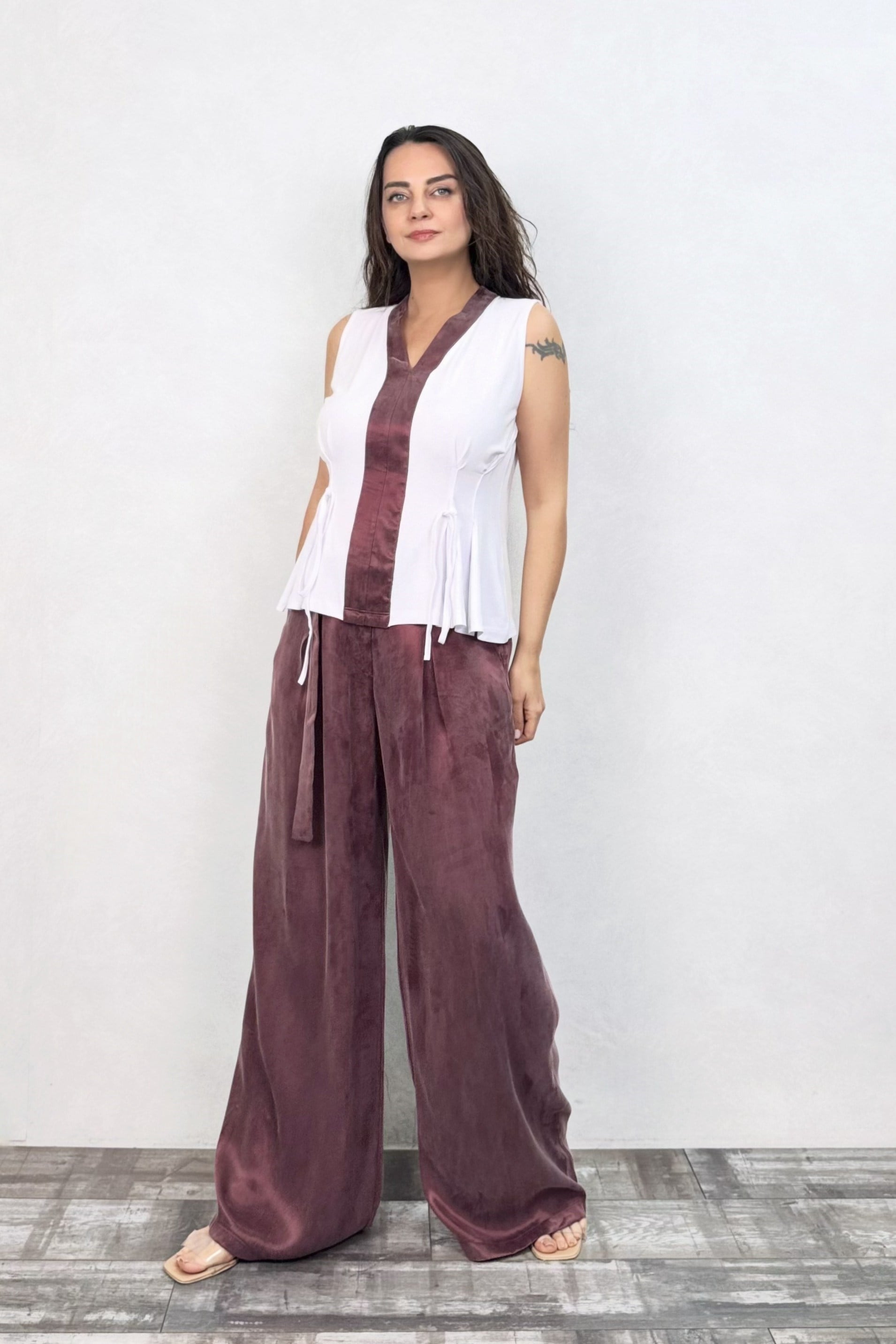 . - Lamante Purple Bluz - Beyaz Leylak