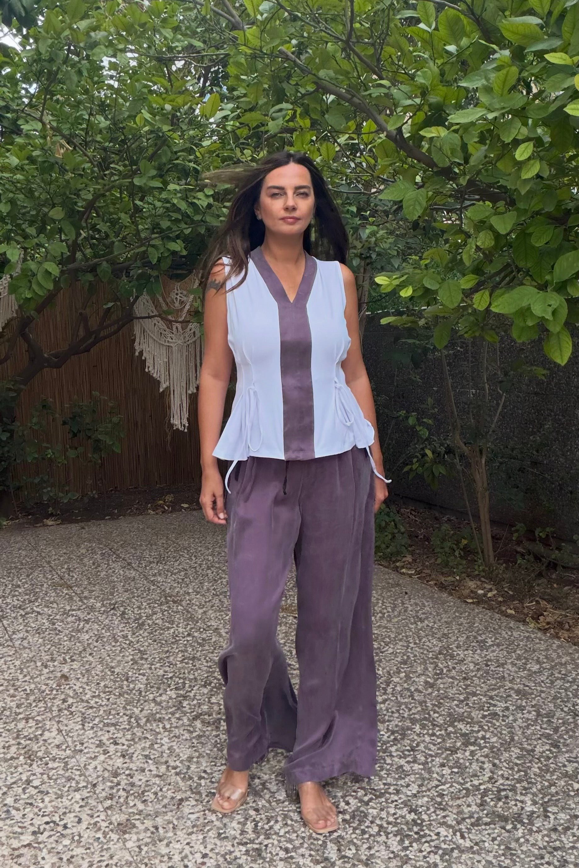 . - Lamante Purple Bluz - Beyaz Mürdüm