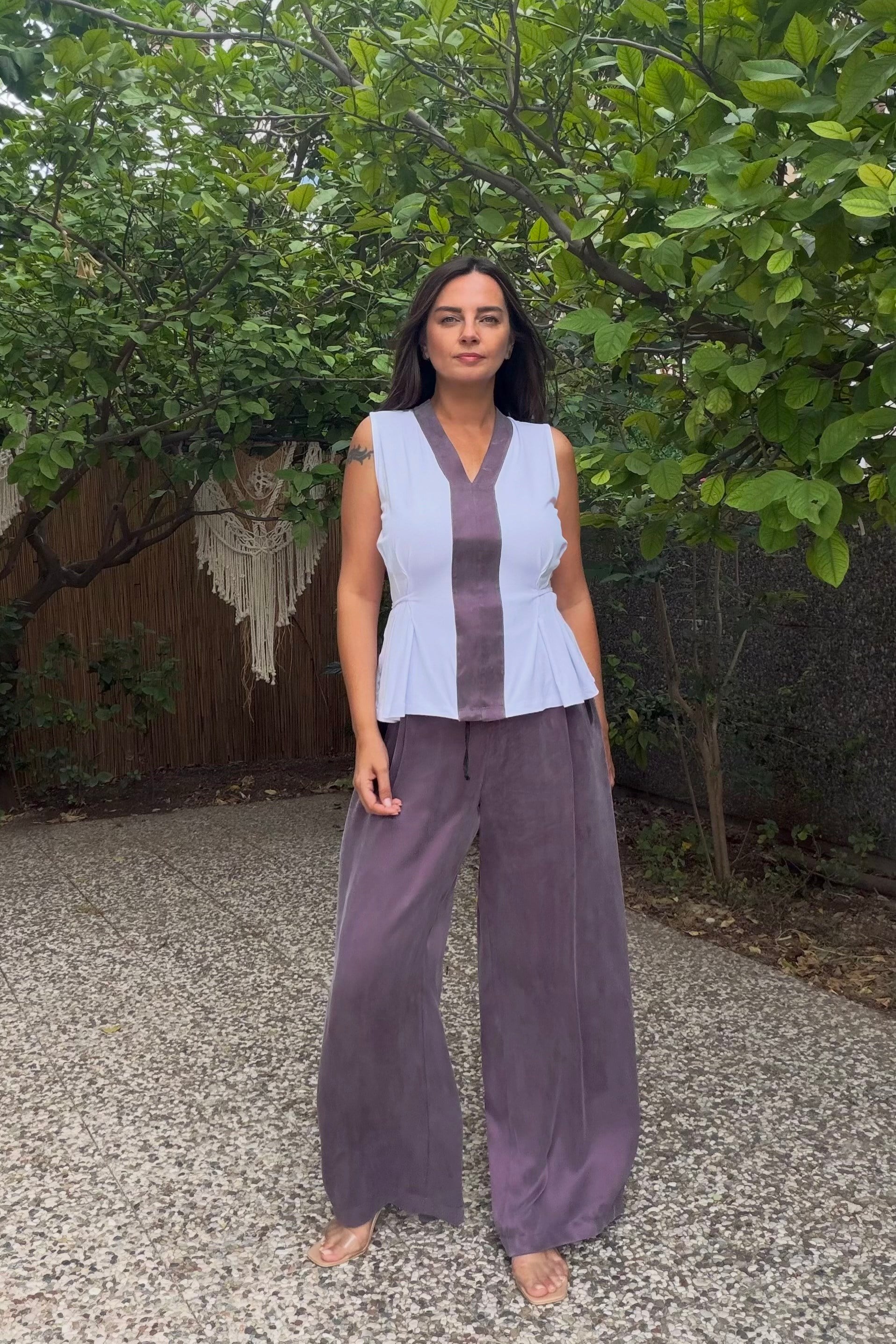 . - Lamante Purple Bluz - Beyaz Mürdüm