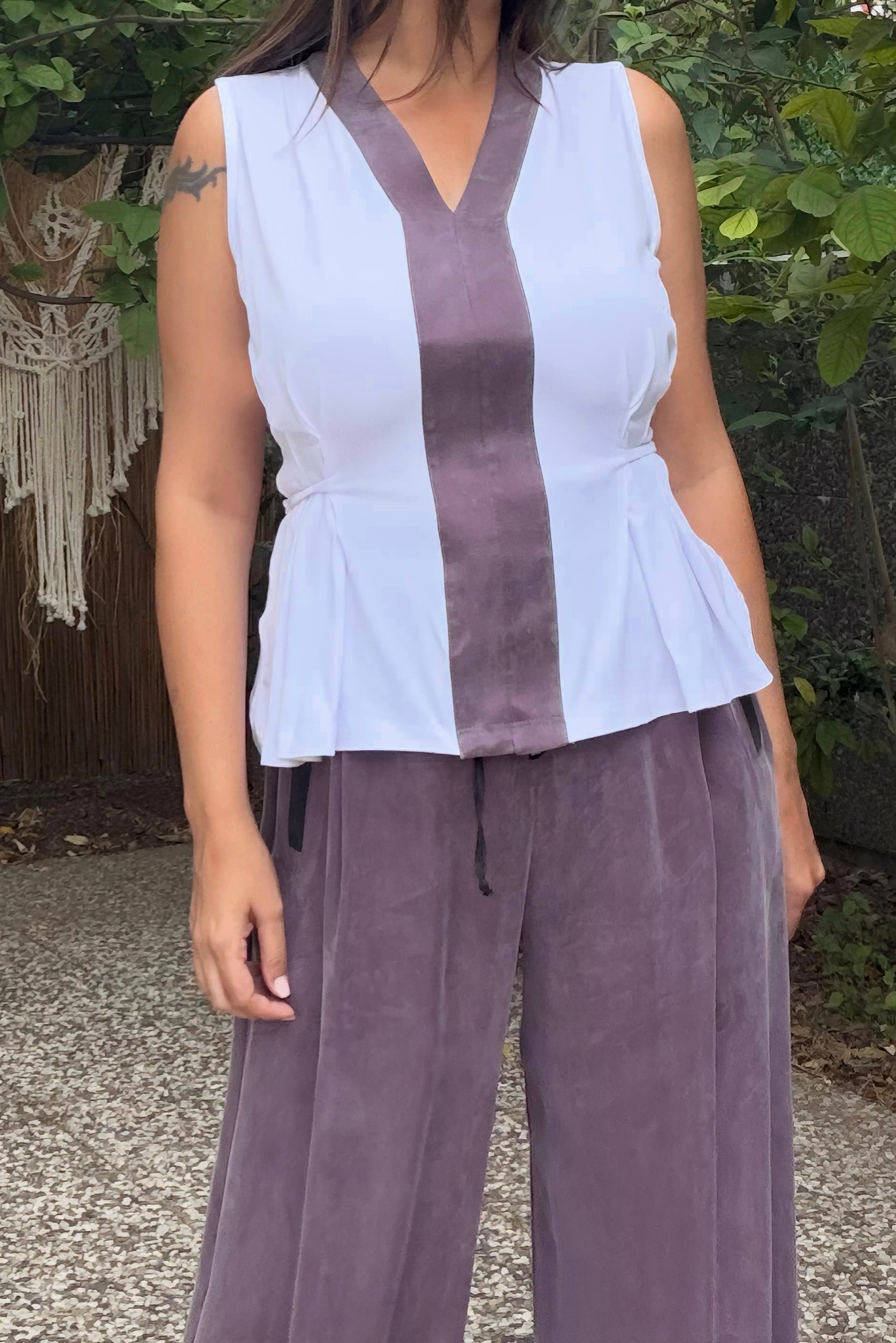 . - Lamante Purple Bluz - Beyaz Mürdüm