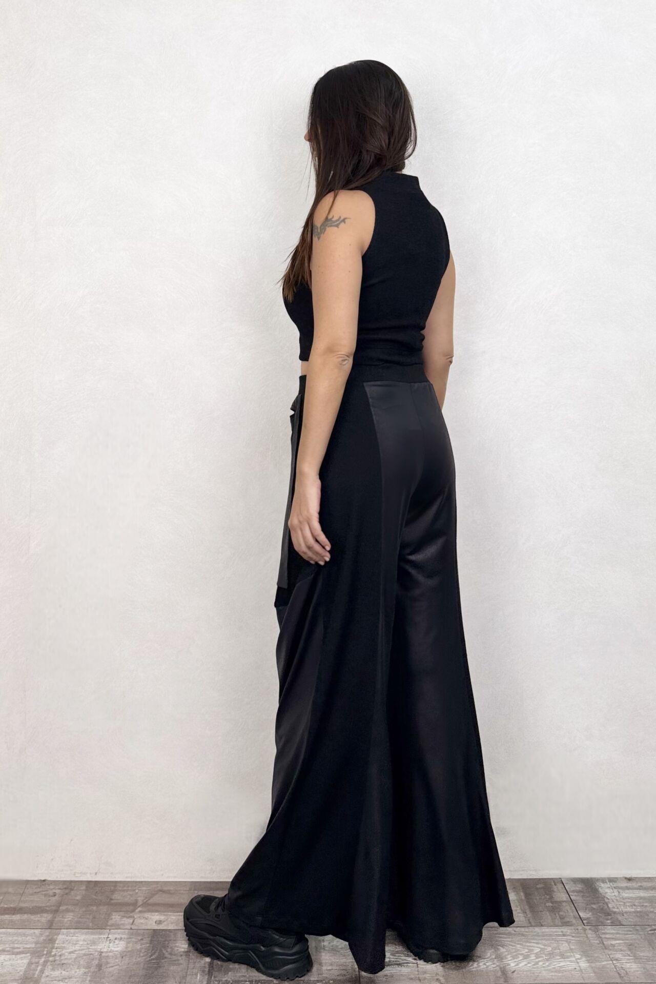 Lamante Vega Triko Crop Bluz - Siyah