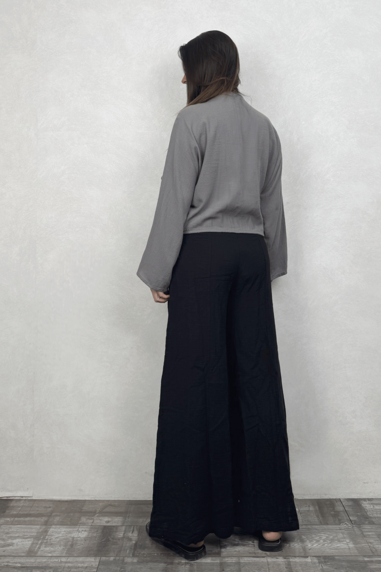 Lyra Nature Bağlamalı Bluz Dark Grey - Antrasit