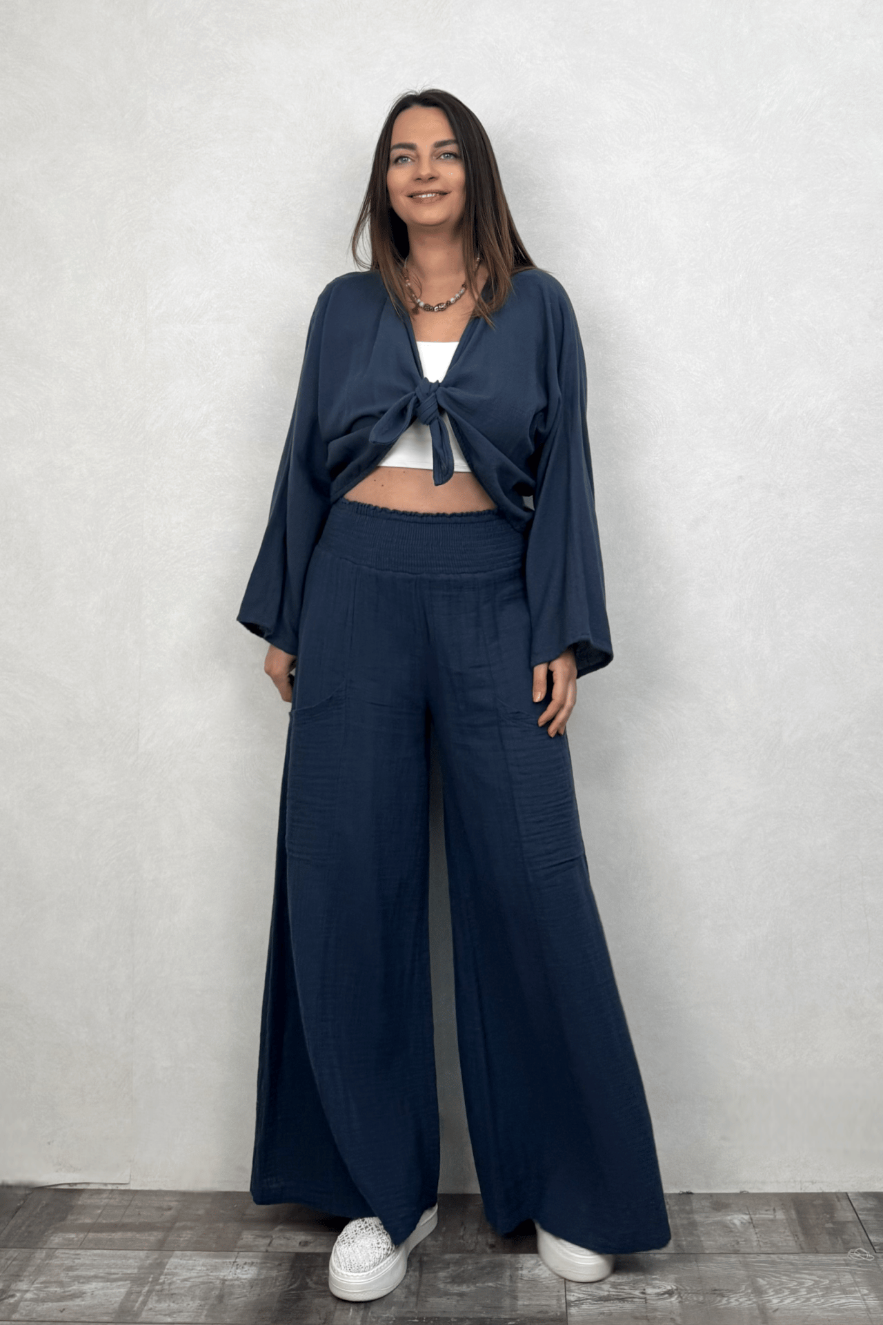 Lyra Nature Bağlamalı Bluz Midnight Navy - Petrol