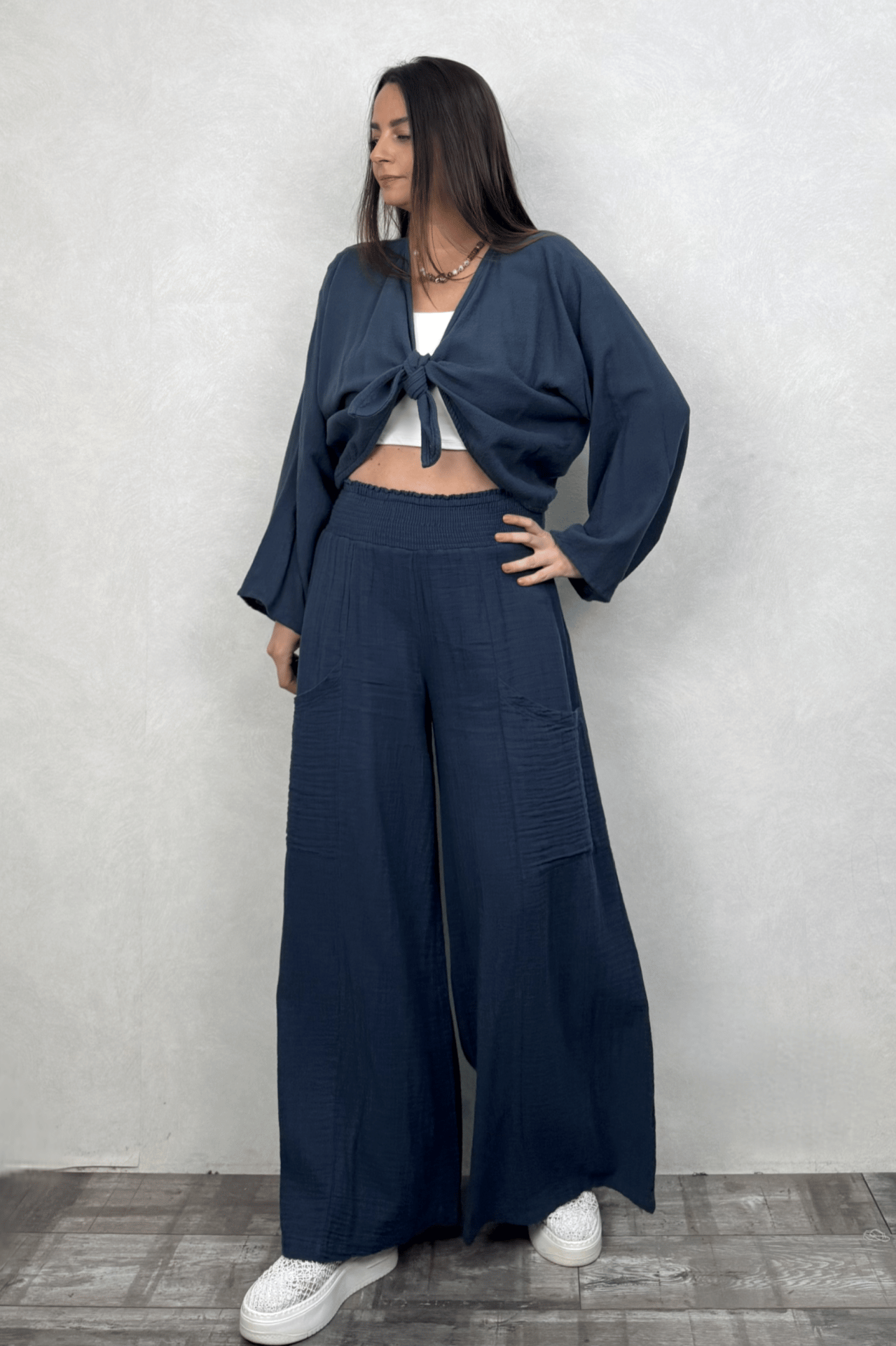 Lyra Nature Bağlamalı Bluz Midnight Navy - Petrol