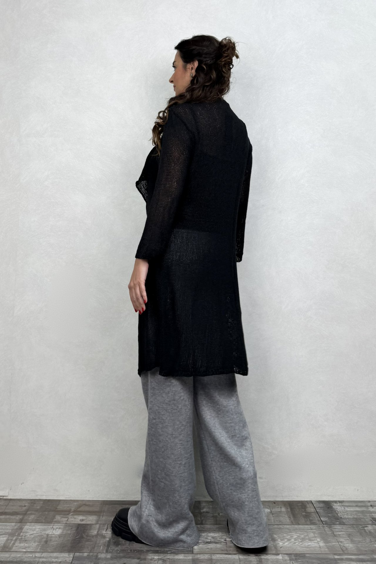 Merserize Basic Maxi Hırka -Siyah