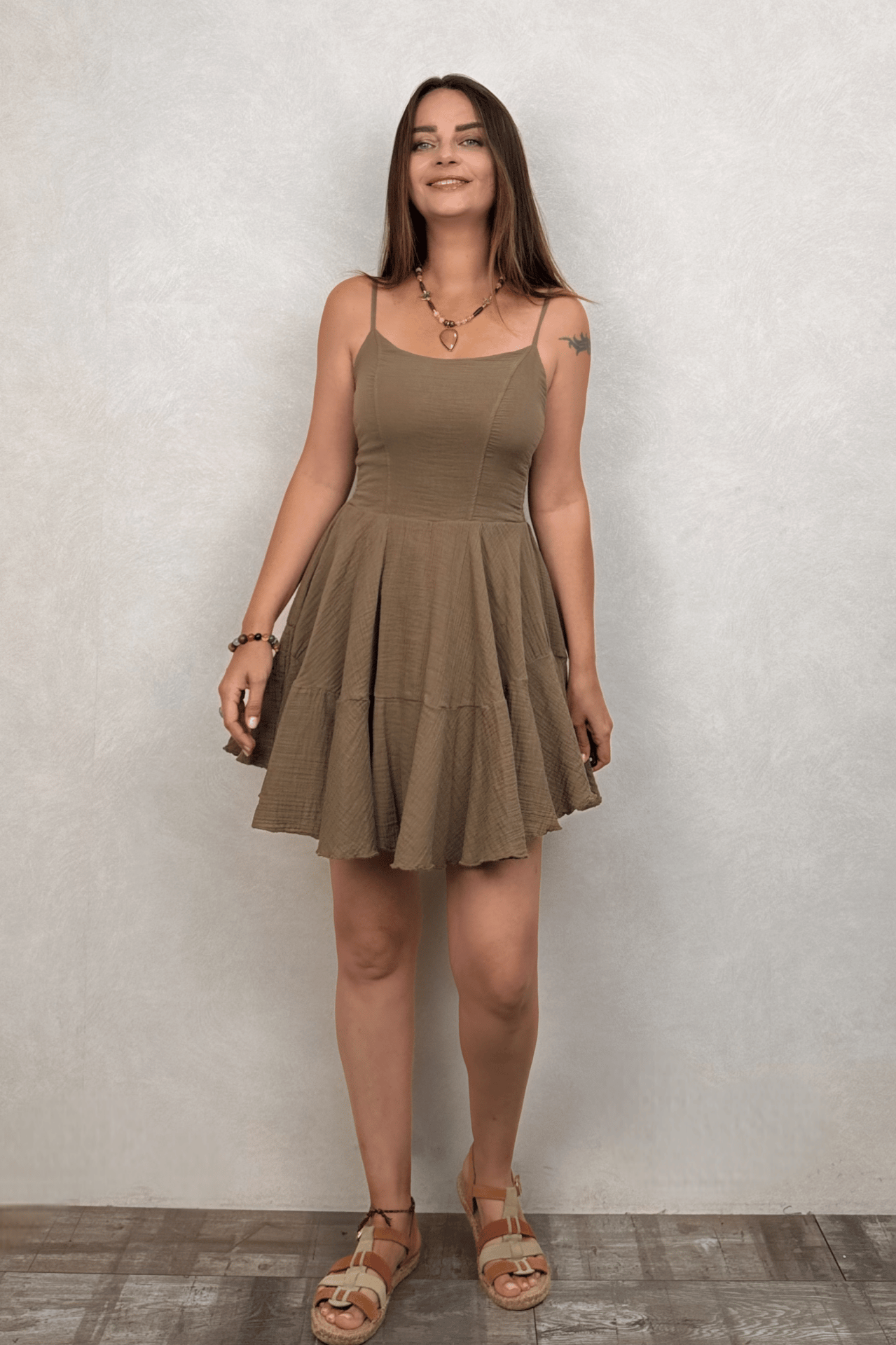 Mitra Fit Tulum Elbise Neutral Brown - Doğal Kahve