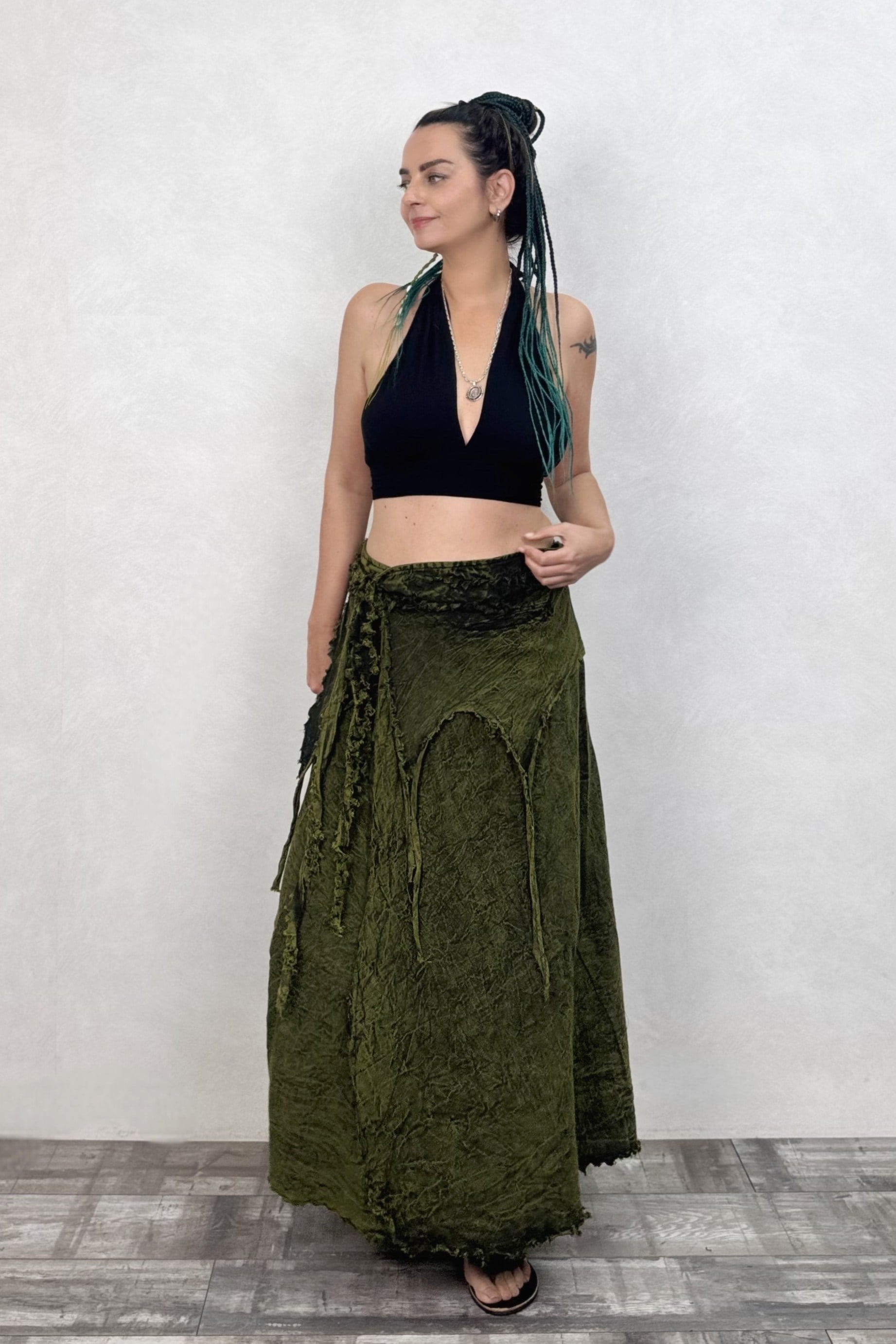 . - Nepal Boho Wrap Anvelop Etek - Yeşil