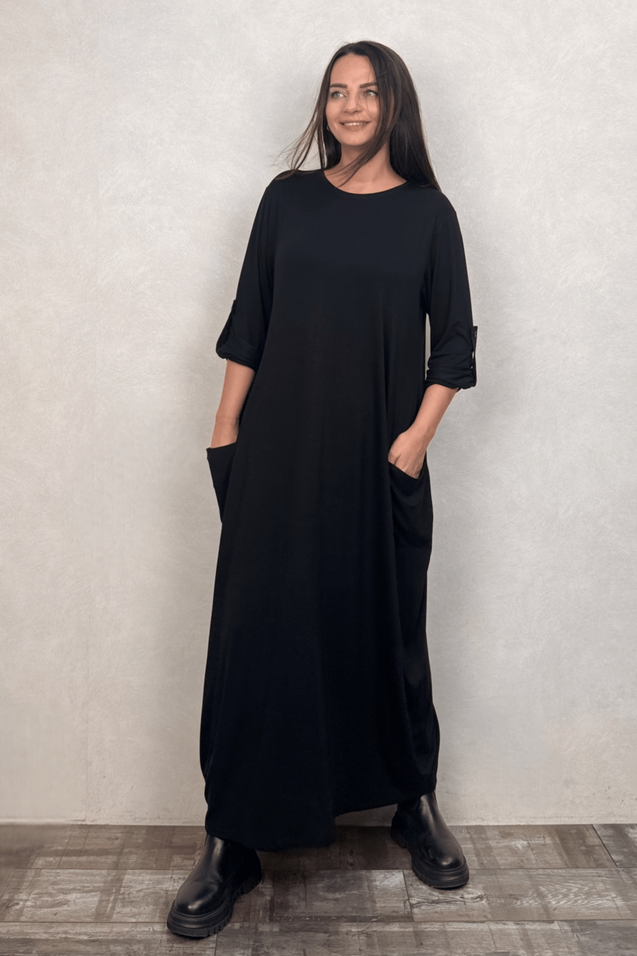 Nilda Cepli Salaş Maxi Elbise - Siyah