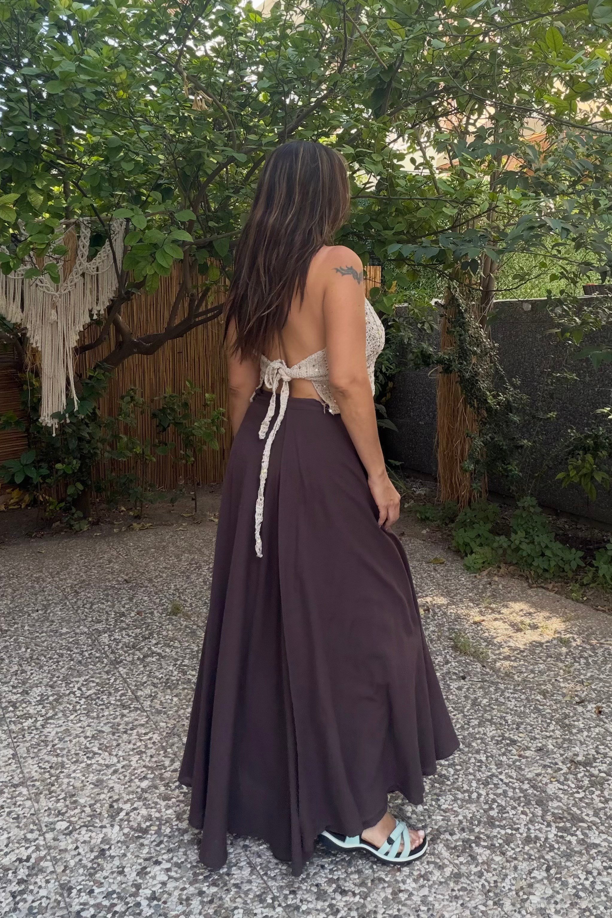 . - Payetli İstiridye Bohem Hand Made Crop - Vizon
