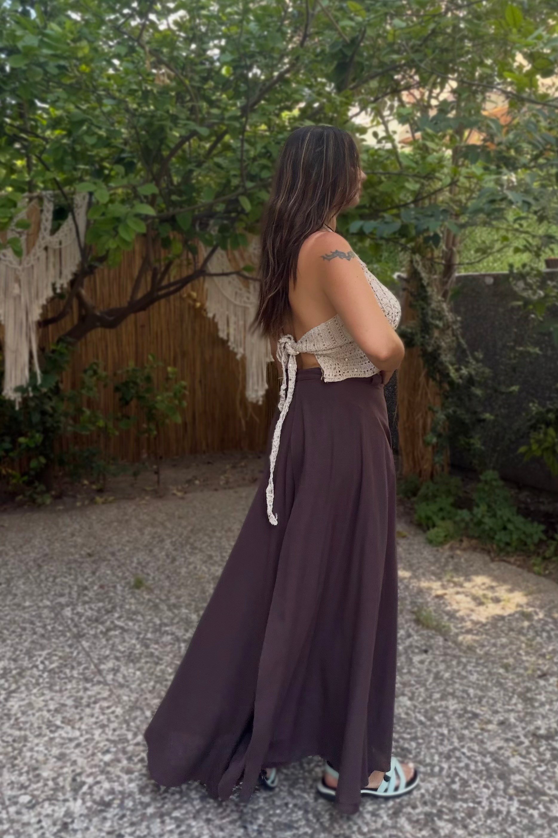 . - Payetli İstiridye Bohem Hand Made Crop - Vizon