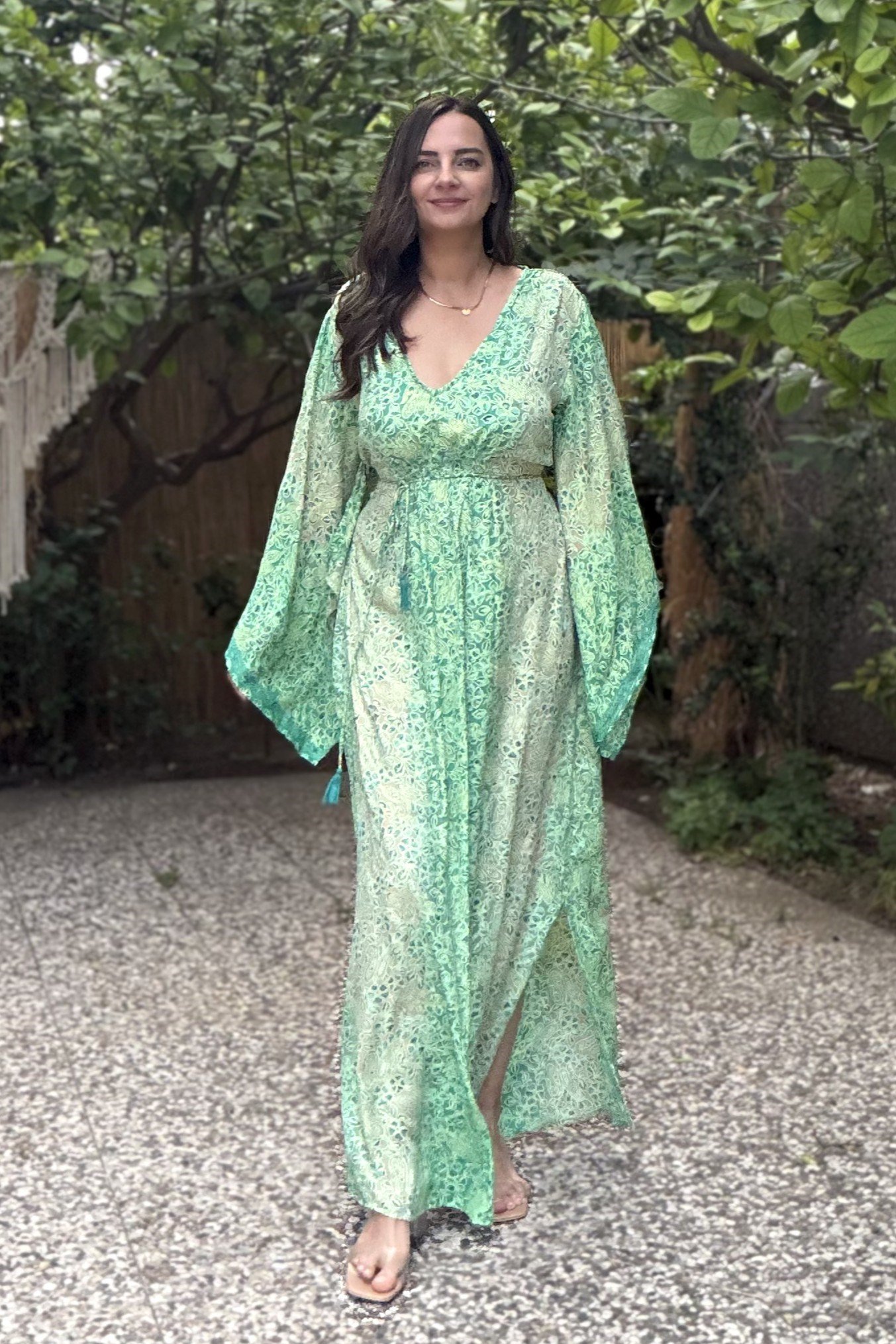 . - Rinaya Kimono Kol Elbise - Yeşim Yeşil