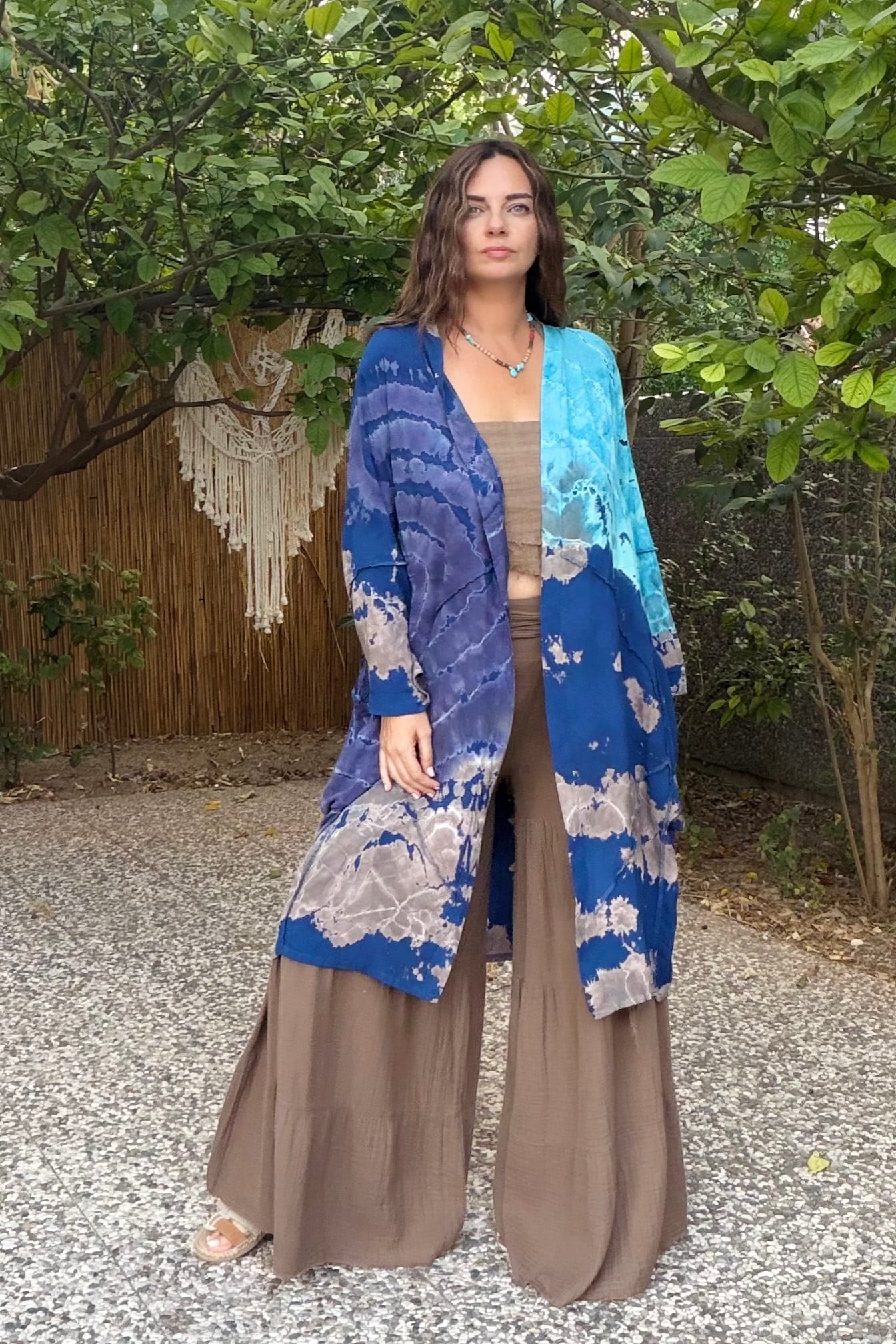 . - Salaş Batik Kaftan - Mavi Vizon 