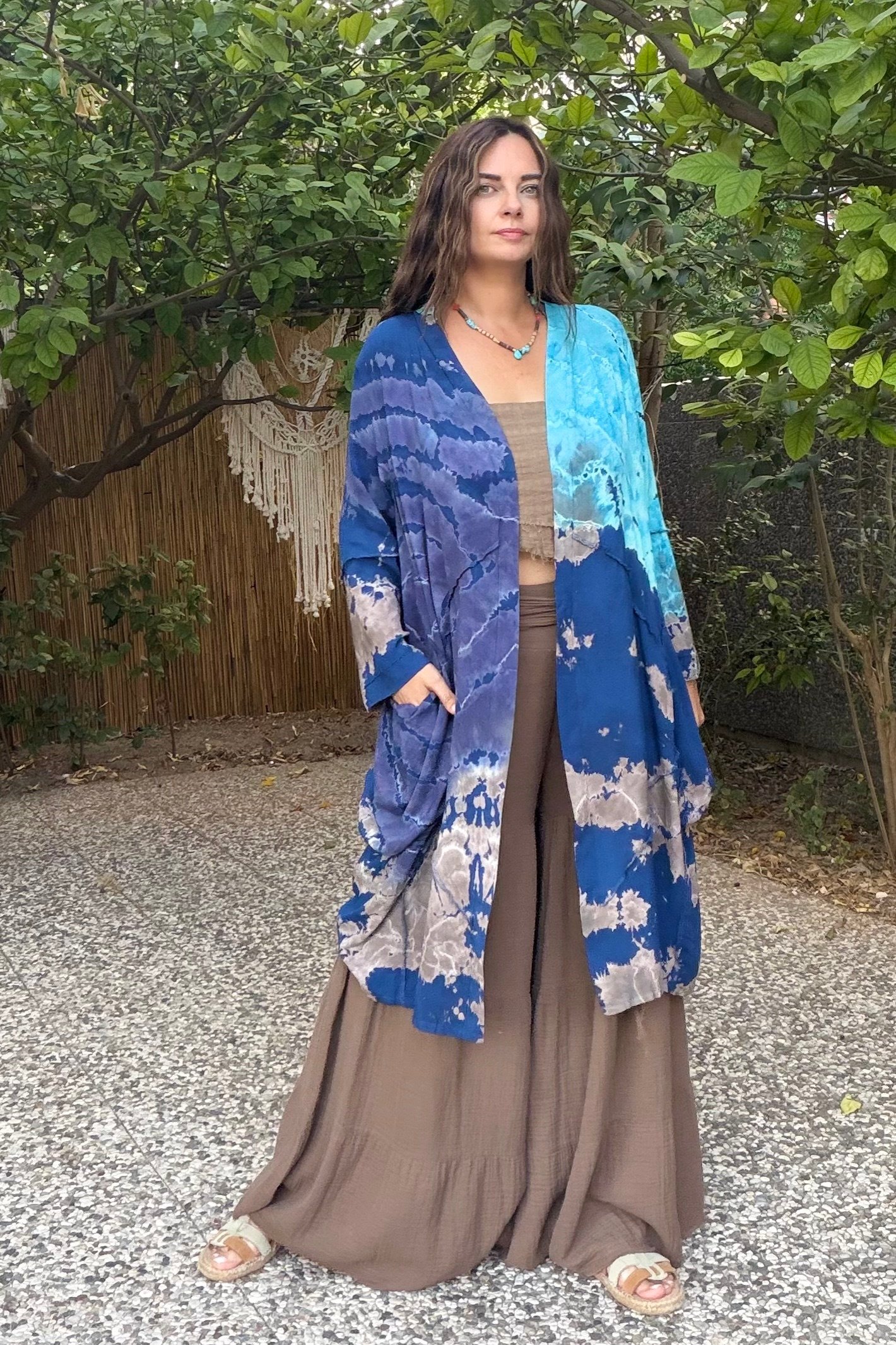 . - Salaş Batik Kaftan - Mavi Vizon 
