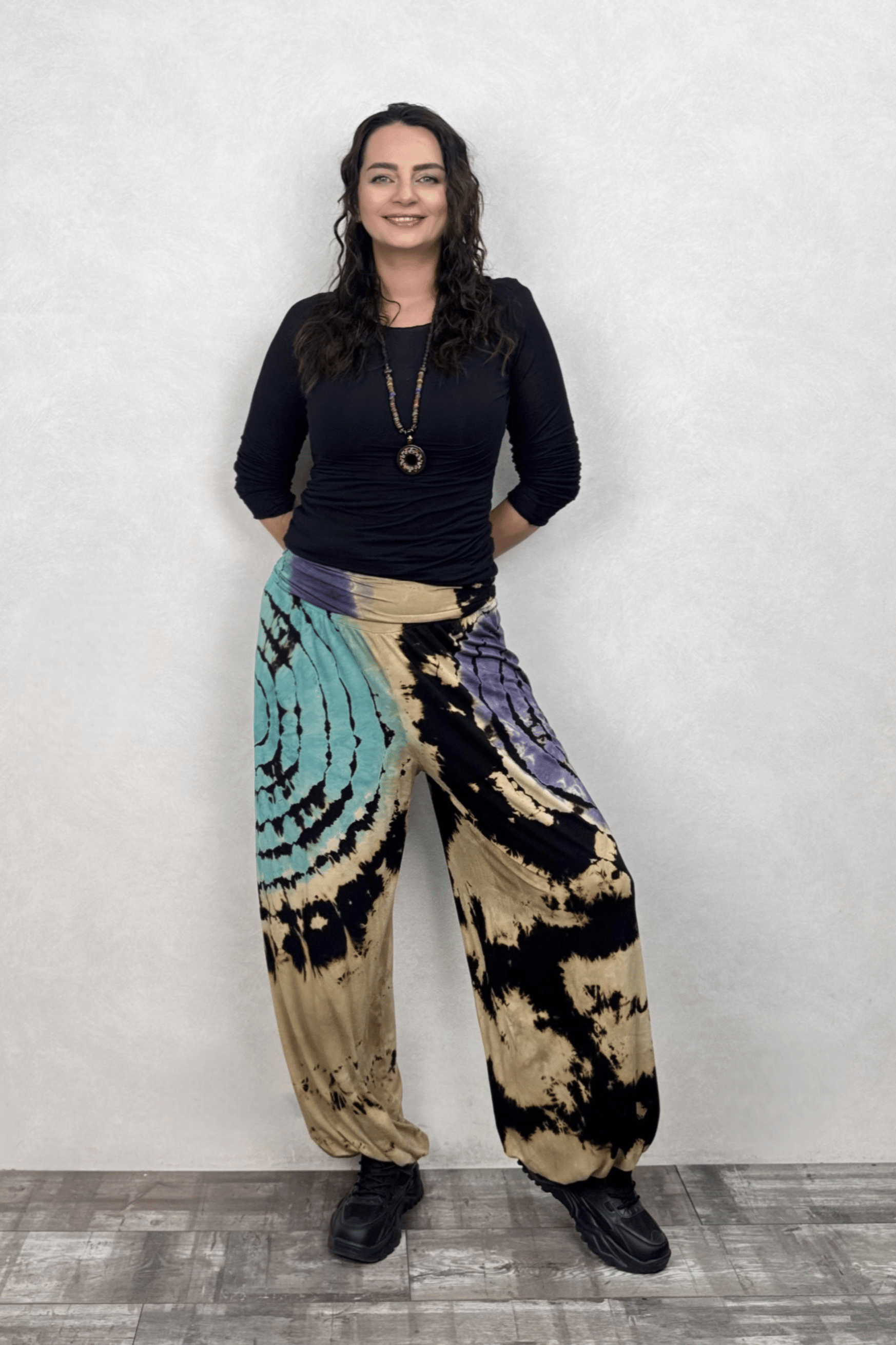 . - Sasha Gipe Bel Detaylı Şalvar Pantolon - Batik Siyah