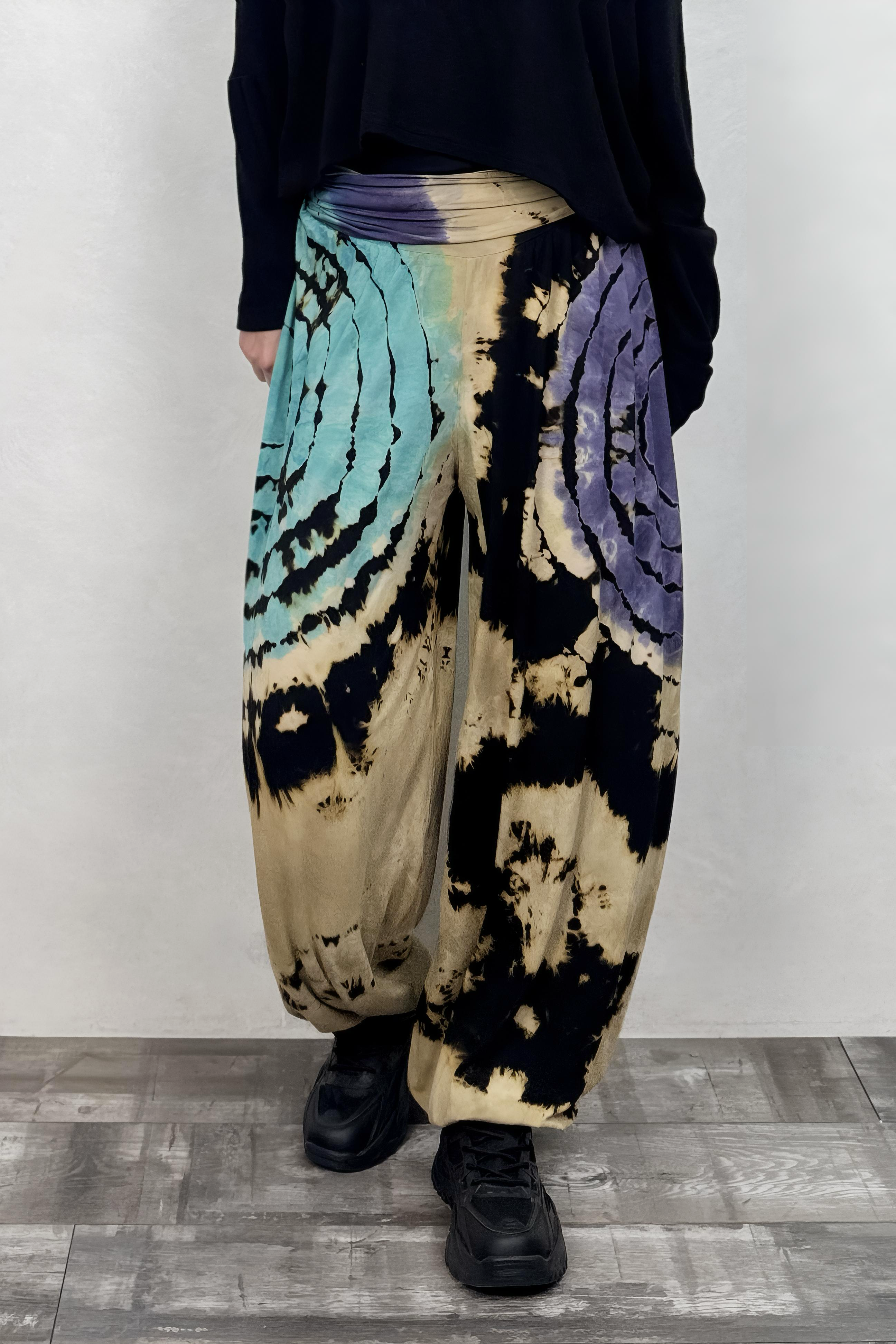 . - Sasha Gipe Bel Detaylı Şalvar Pantolon - Batik Siyah