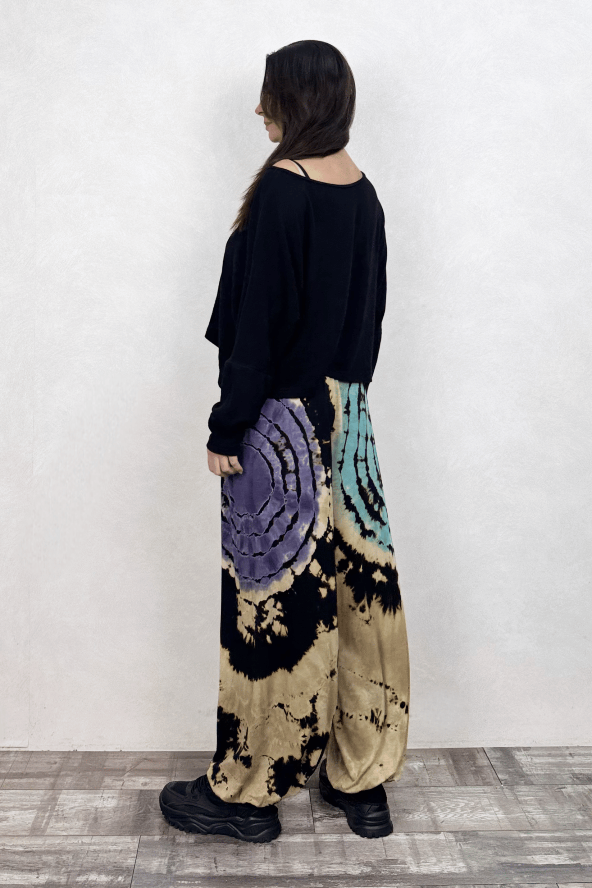 . - Sasha Gipe Bel Detaylı Şalvar Pantolon - Batik Siyah