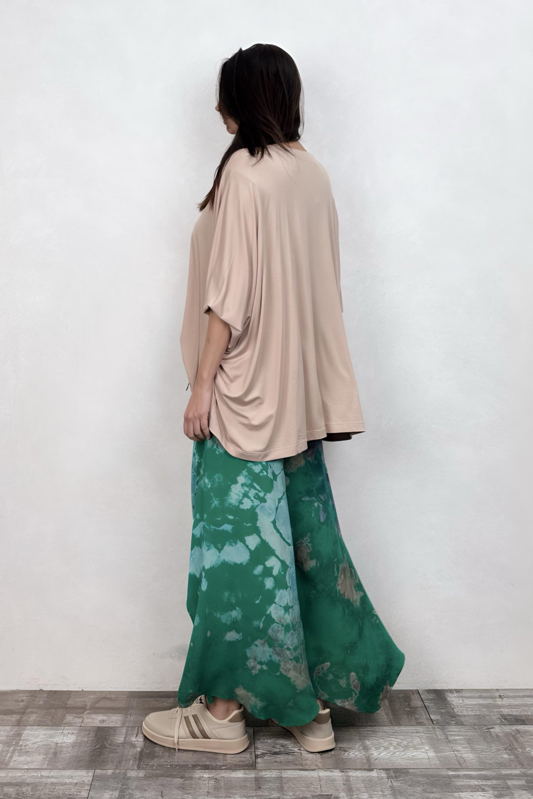 . - Yırtmaçlı Batik Pantolon - Yeşil