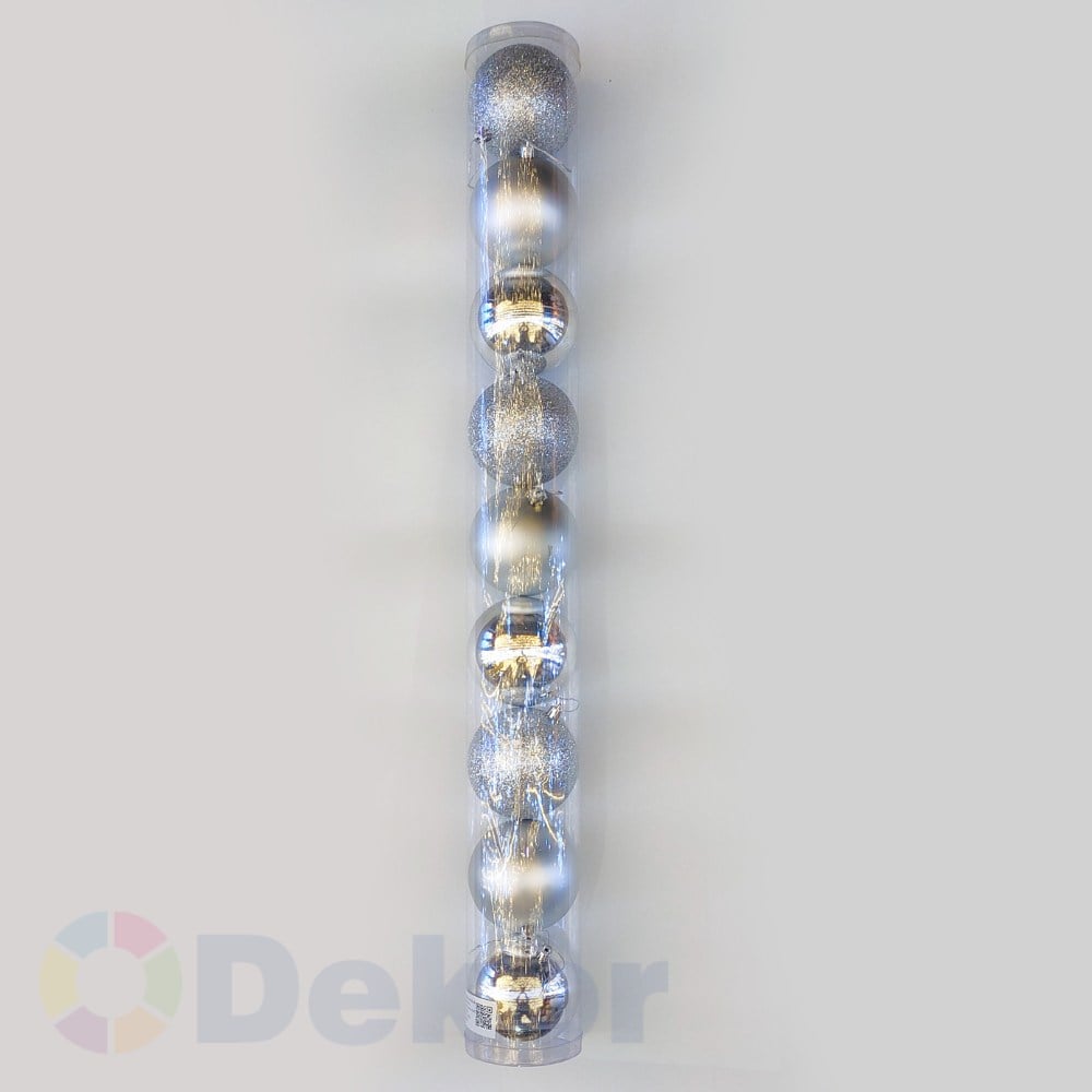 10 cm Yılbaşı Topu Silver 9 Lu Set / Parlak-Mat-Simli
