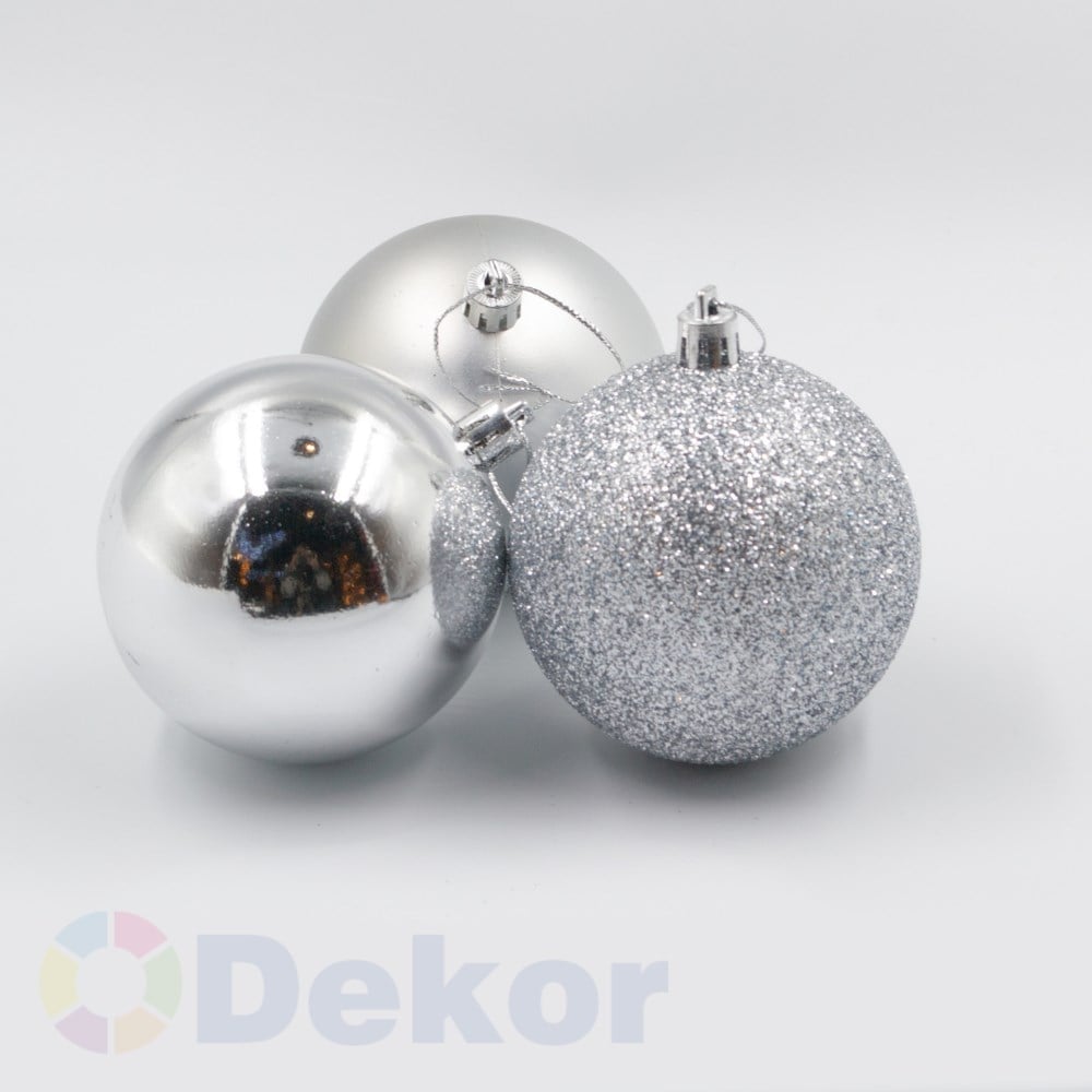 10 cm Yılbaşı Topu Silver 9 Lu Set / Parlak-Mat-Simli