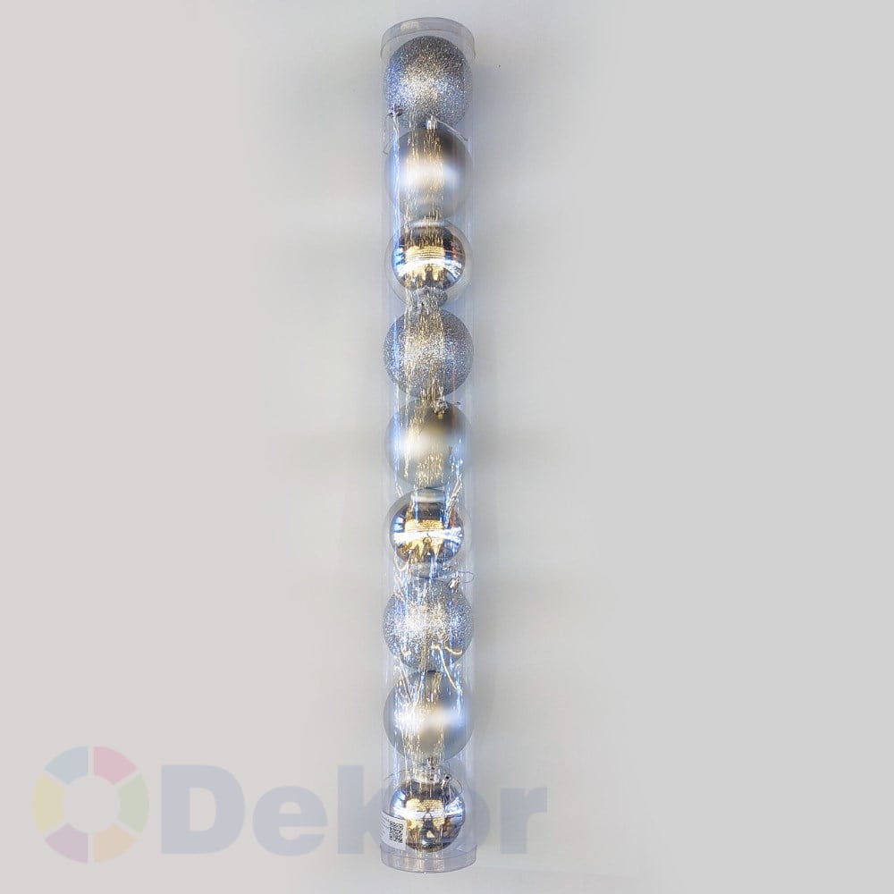 10 cm Yılbaşı Topu Silver 9 Lu Set / Parlak-Mat-Simli