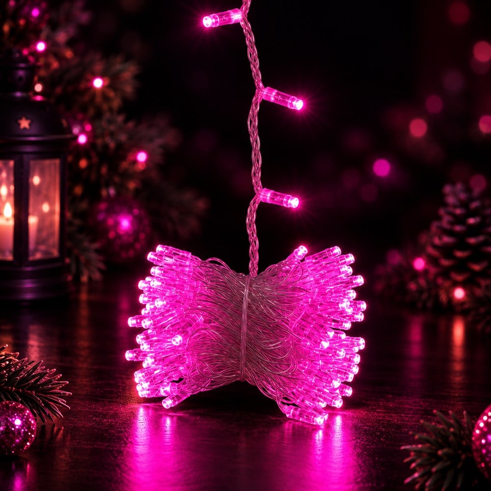 10 metre Eklenebilir İP Led Pembe Şeffaf Kablolu