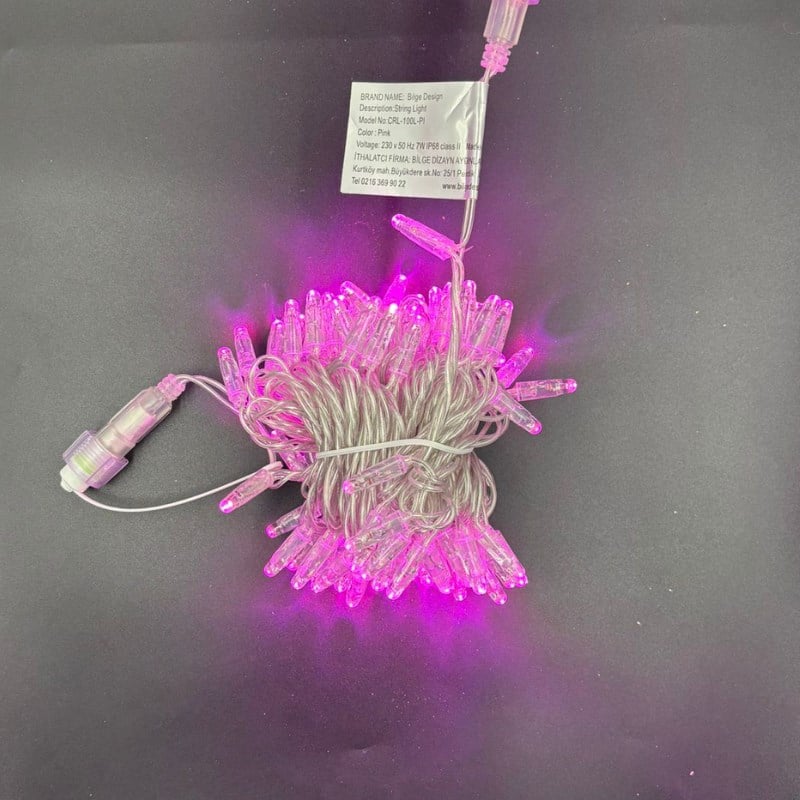 10 metre Eklenebilir İP Led Pembe Şeffaf Kablolu