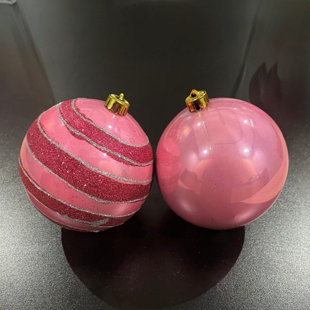 10cm Pembe Parlak Desenli 6'lı Top