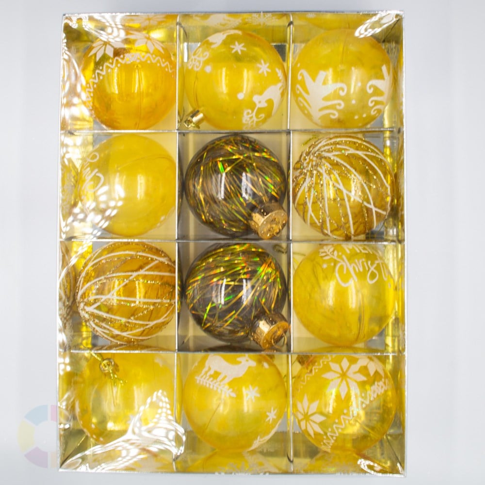 8 cm Yılbaşı Topu Gold 12 Li Set