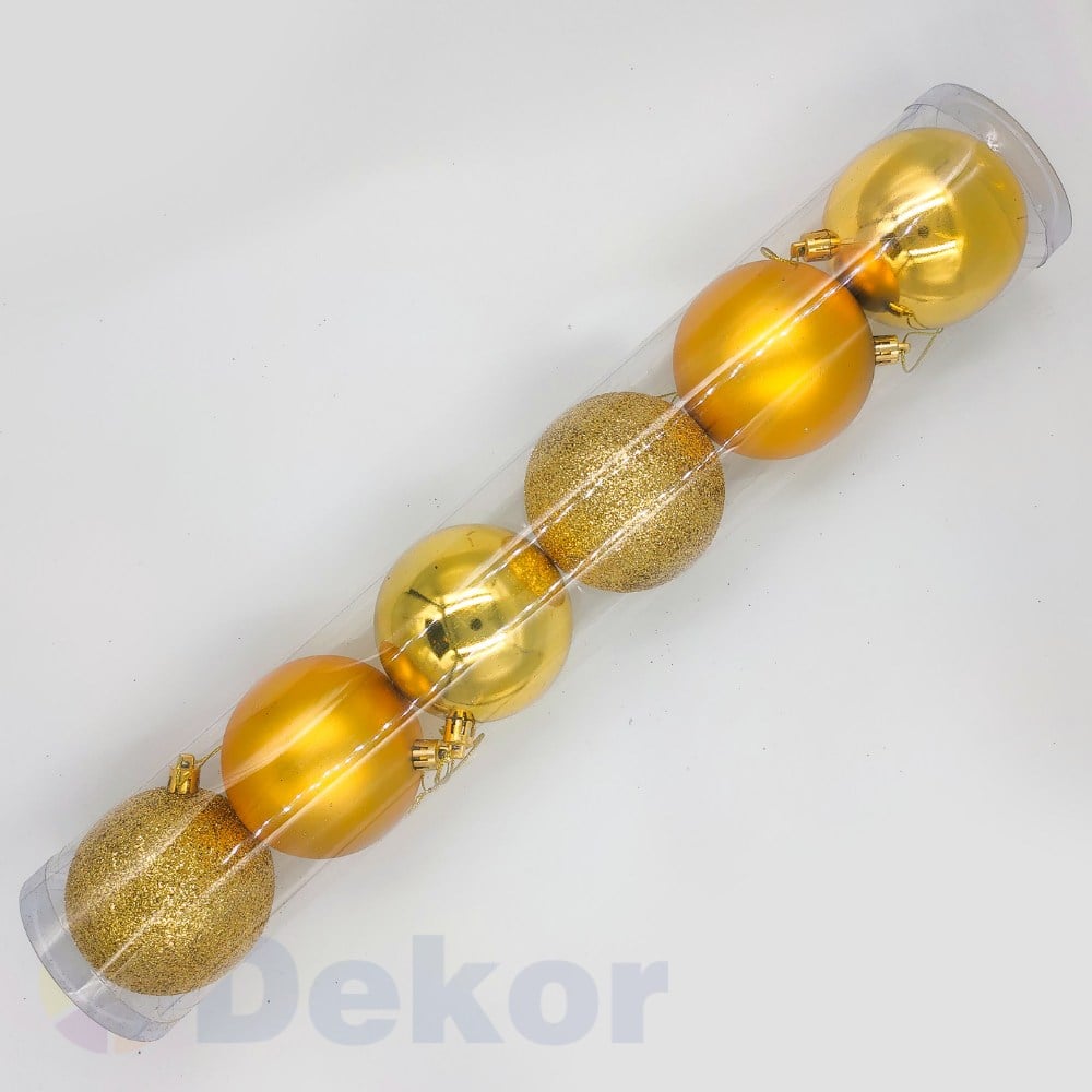 8 cm Yılbaşı Topu Gold 6 Lı Set / Parlak-Mat-Simli
