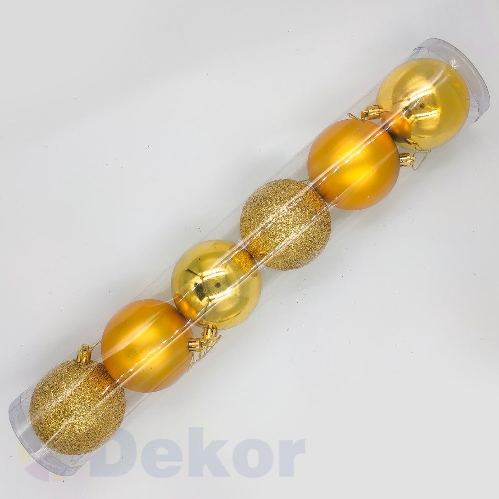 8 cm Yılbaşı Topu Gold 6 Lı Set / Parlak-Mat-Simli