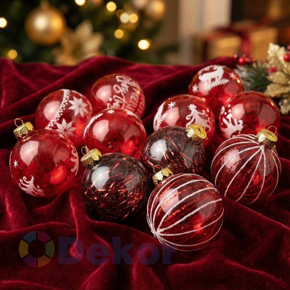 8 cm Yılbaşı Topu Red 12 Li Set