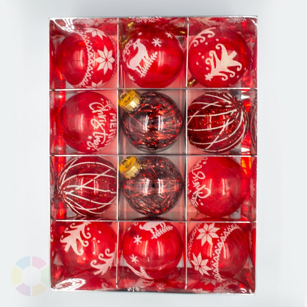8 cm Yılbaşı Topu Red 12 Li Set