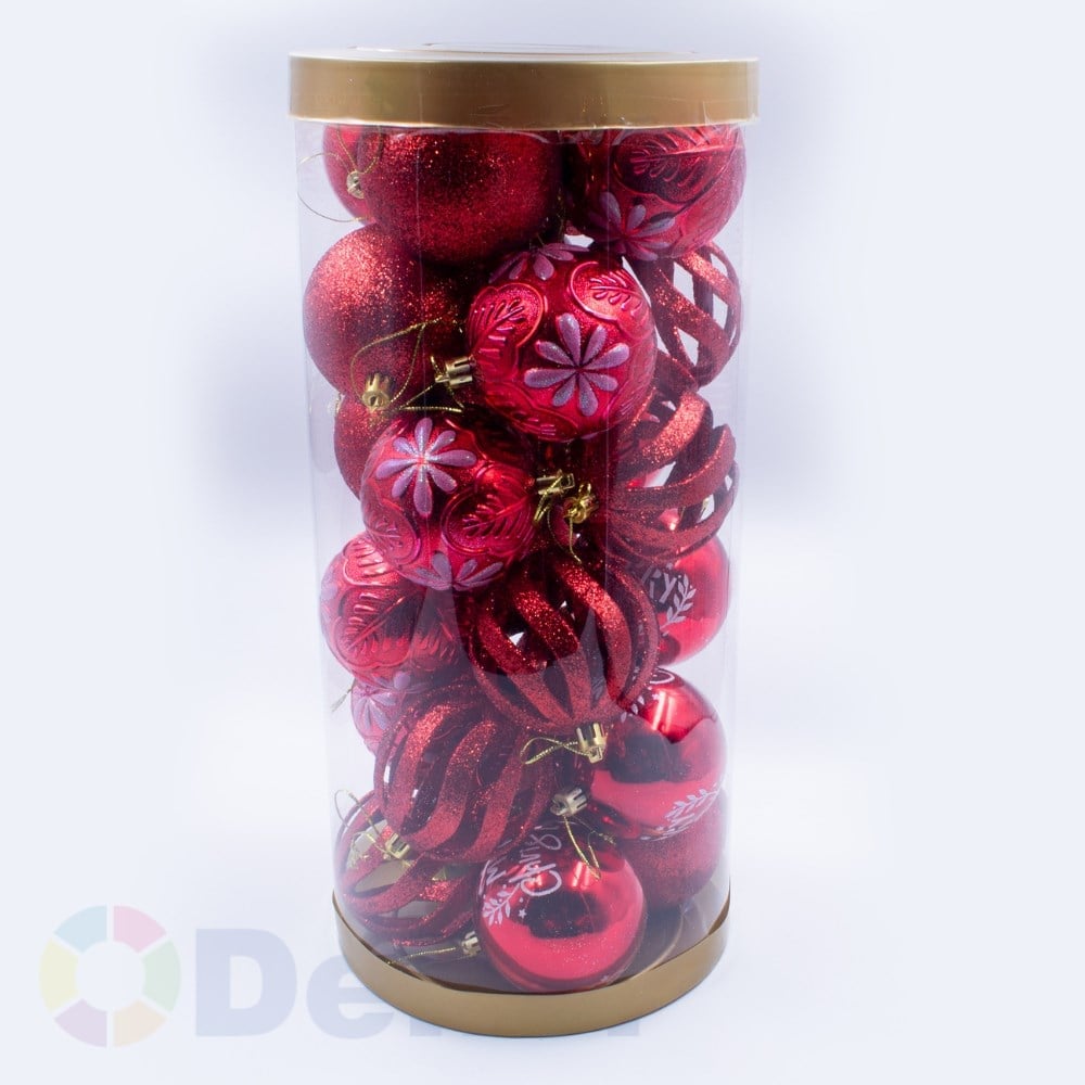 8 cm Yılbaşı Topu Red 24 Lü Set
