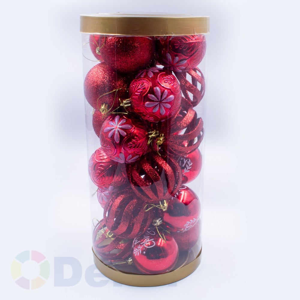 8 cm Yılbaşı Topu Red 24 Lü Set
