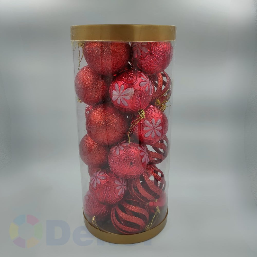 8 cm Yılbaşı Topu Red 24 Lü Set