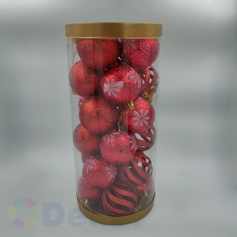 8 cm Yılbaşı Topu Red 24 Lü Set