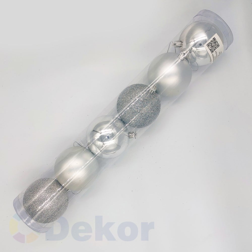 8 cm Yılbaşı Topu Silver 6 Lı Set / Parlak-Mat-Simli