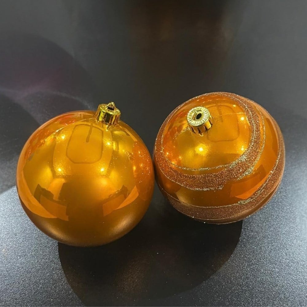 8cm Turuncu Parlak Desenli 6'lı Top