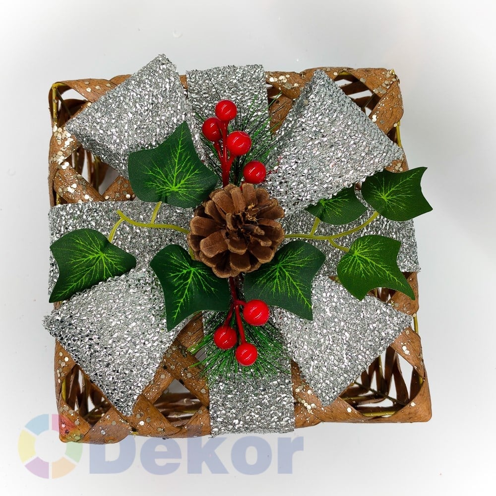 Hediye Kutusu 15/20/25 cm Rattan Gümüş
