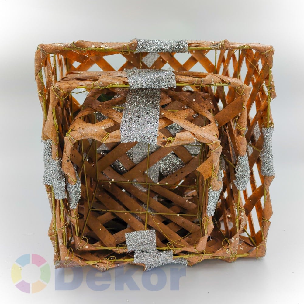 Hediye Kutusu 15/20/25 cm Rattan Gümüş