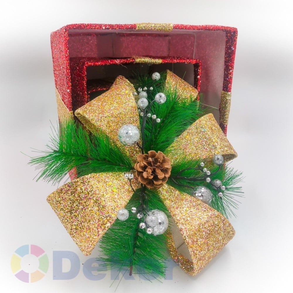 Hediye Kutusu 25/20/15 cm Kırmızı Simli