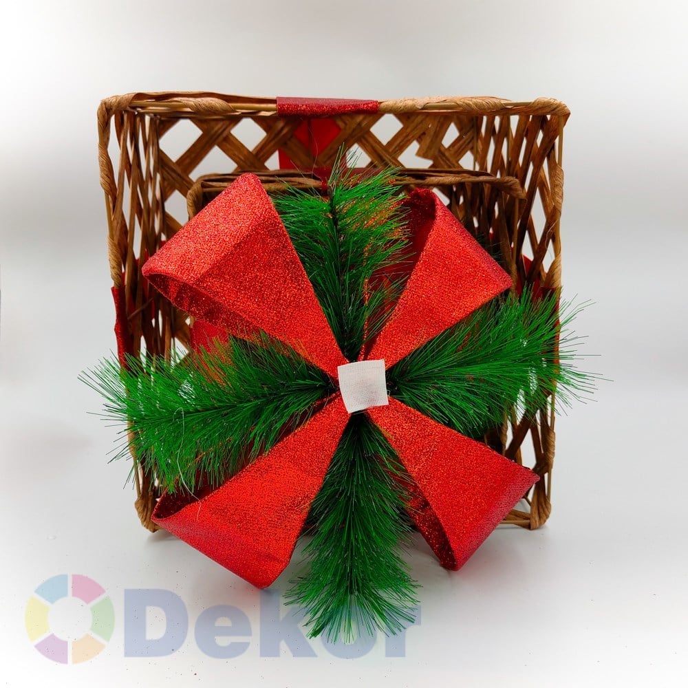 Hediye Kutusu Seti 15/20/25 cm Rattan Kırmızı