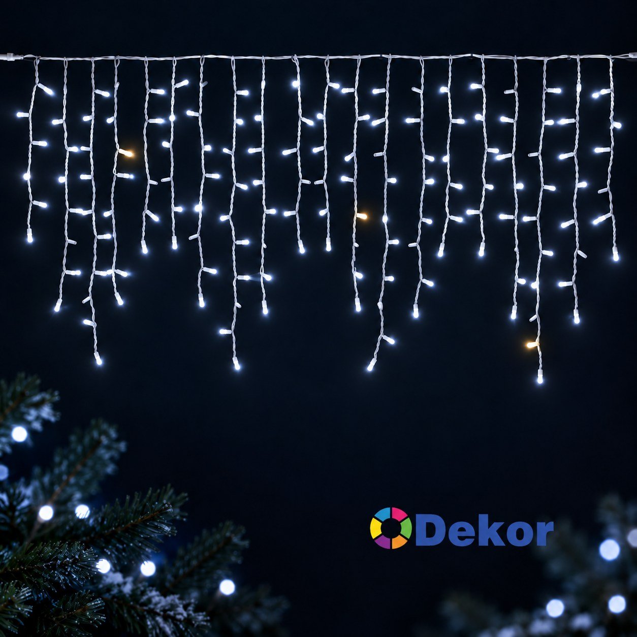 Saçak ışık 120L Beyaz Günışığı Flaşlı Beyaz Kablo 175x1