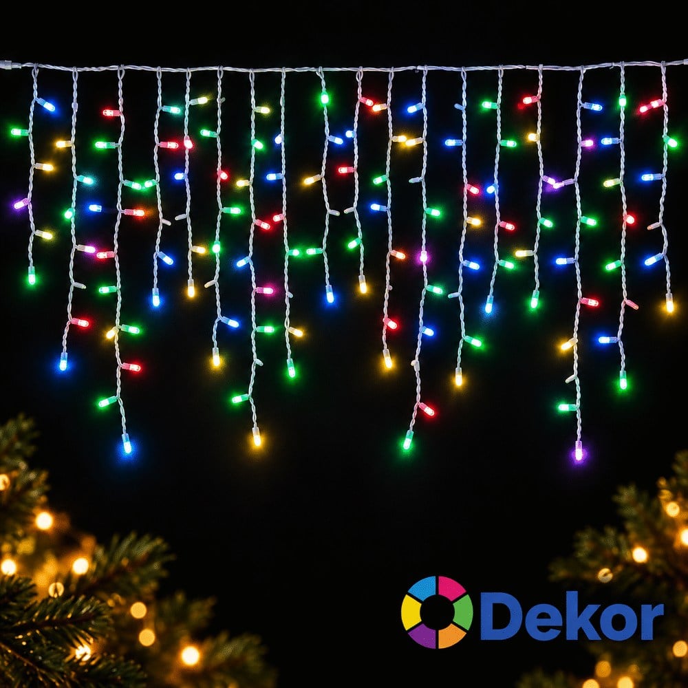 Saçak ışık 240L RGB Şeffaf Kablo 3,5x1