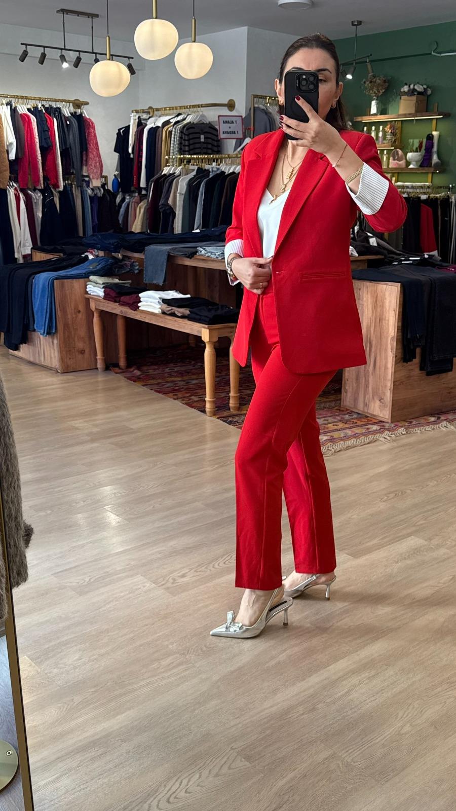 Pantolon Ceket Takım Kırmızı