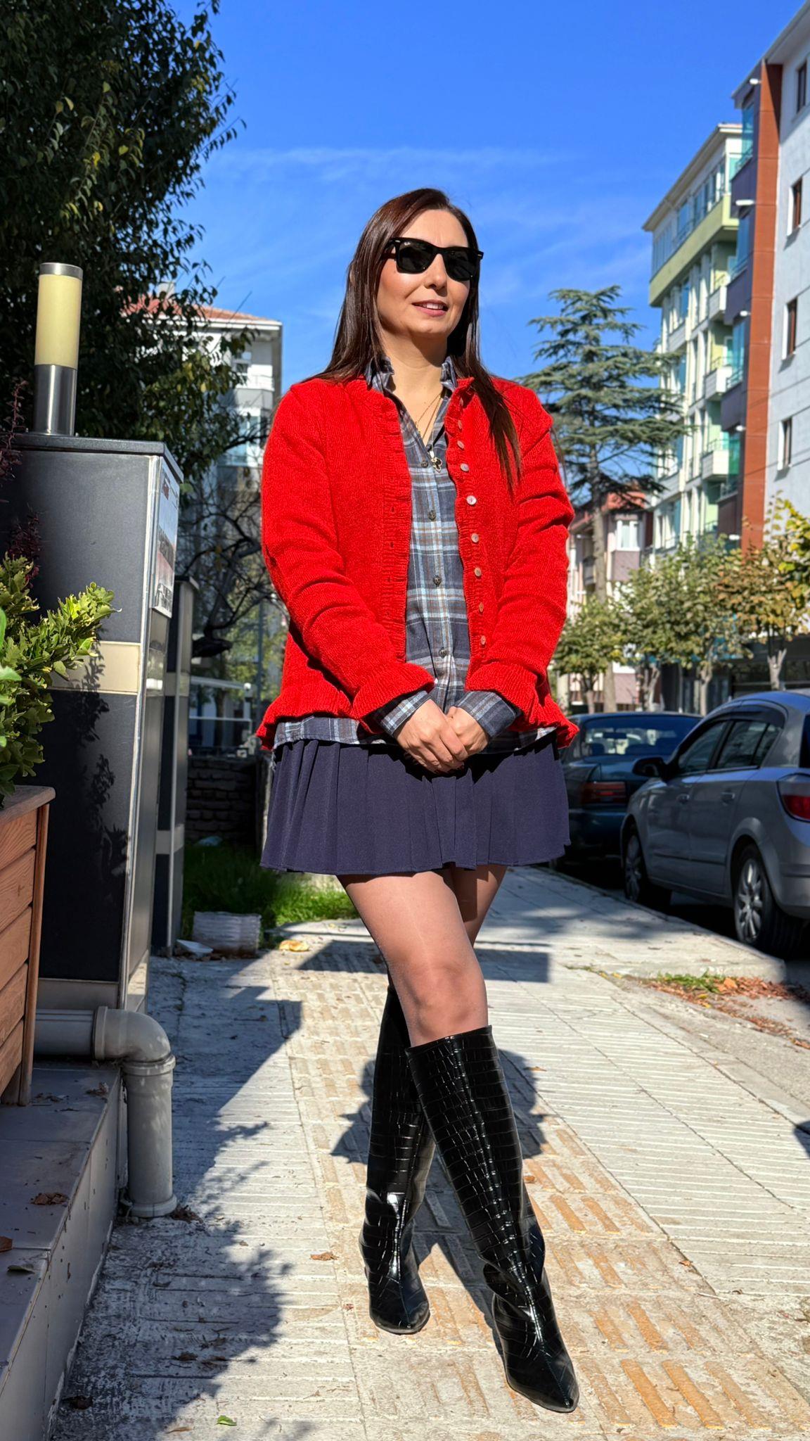 Pileli Şortlu Etek Lacivert