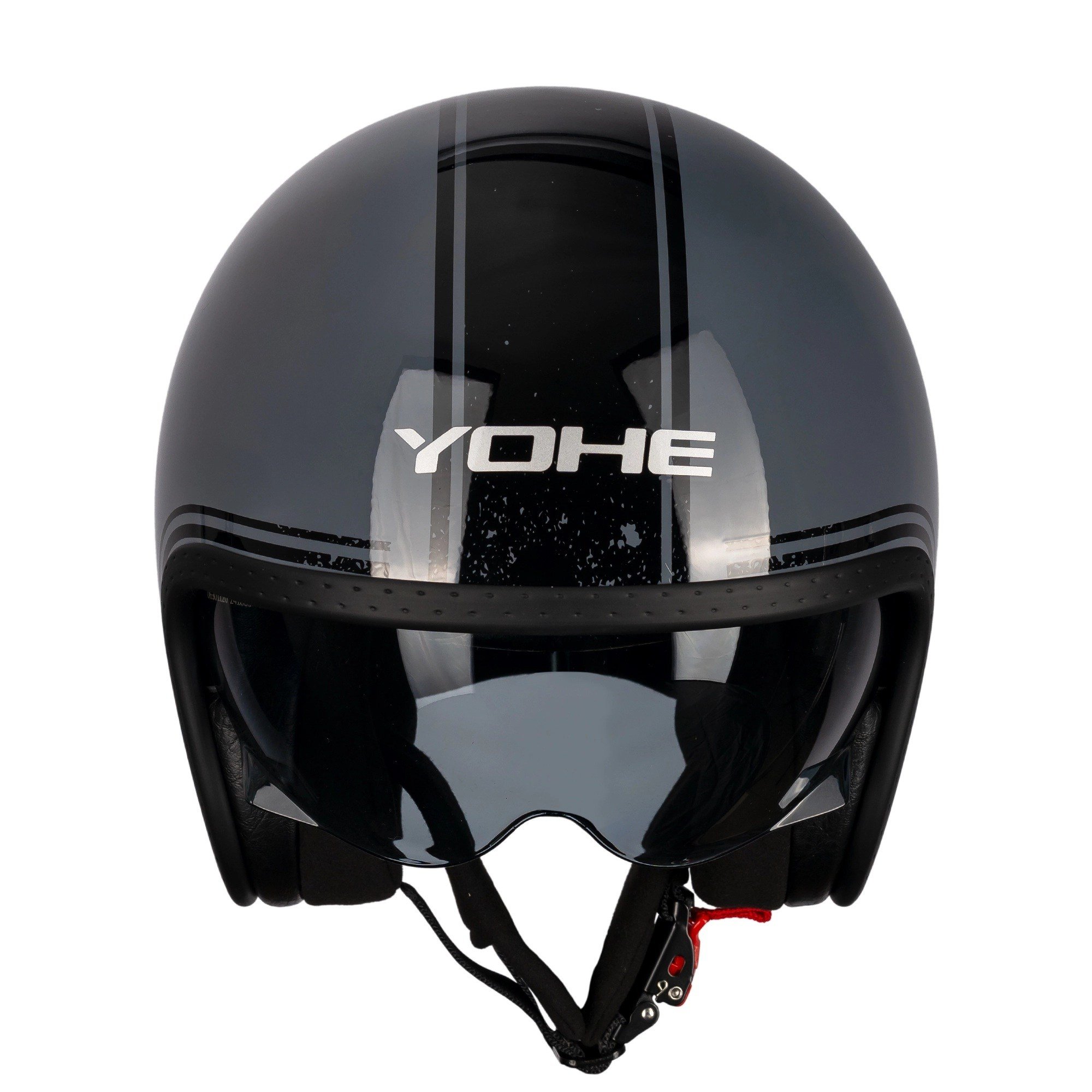 YOHE MOTOSİKLET KASKI 880-SHINY-GREY-BLACK-SILVER