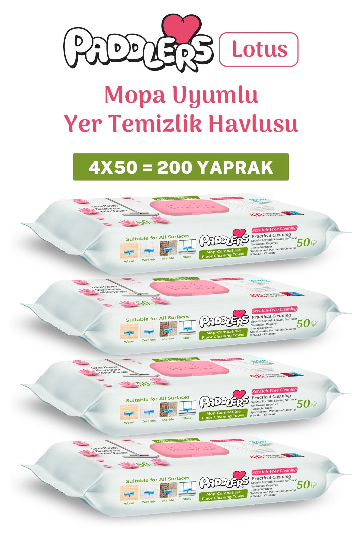 Easy Clean Lotus Çiçeği Kokulu Mopa Uyumlu Yer Temizlik Havlusu 4x50 200 Yaprak