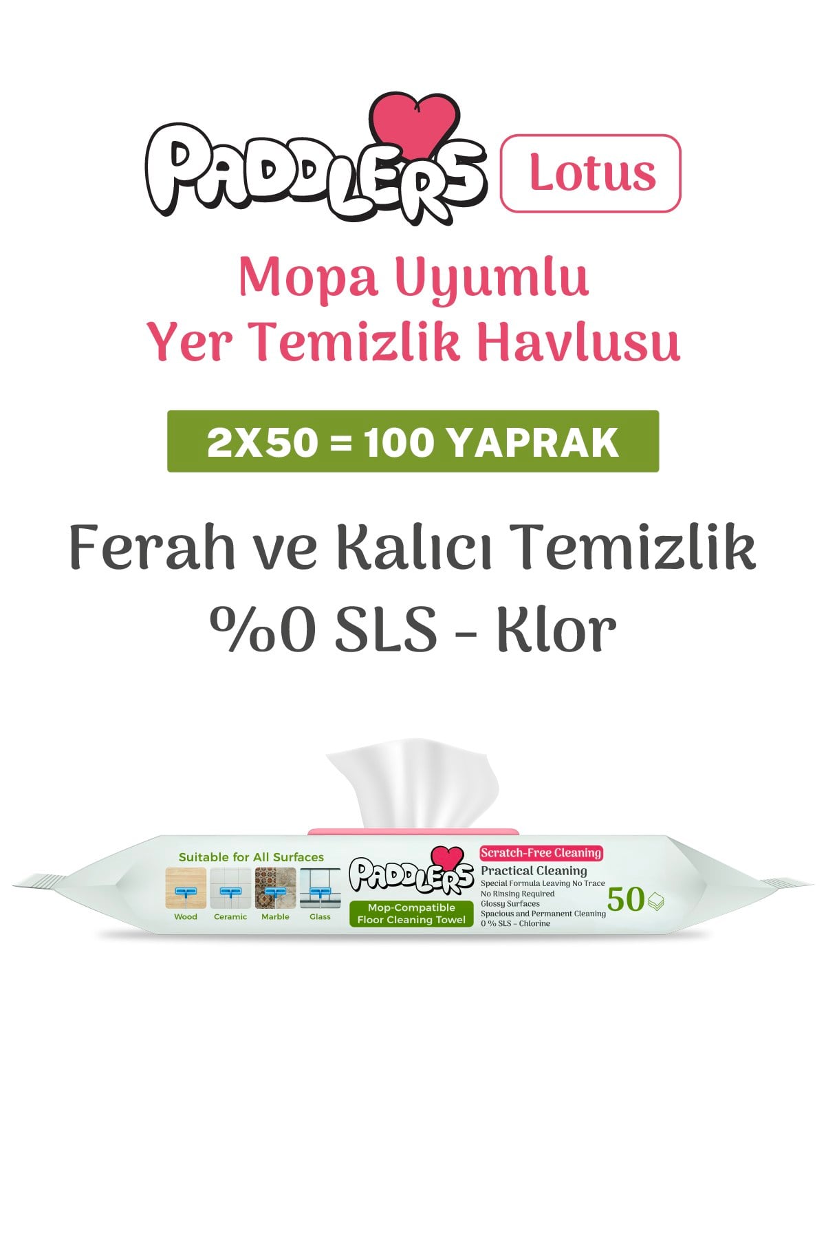 Easy Clean Lotus Çiçeği Kokulu Mopa Uyumlu Yer Temizlik Havlusu 2x50 100 Yaprak