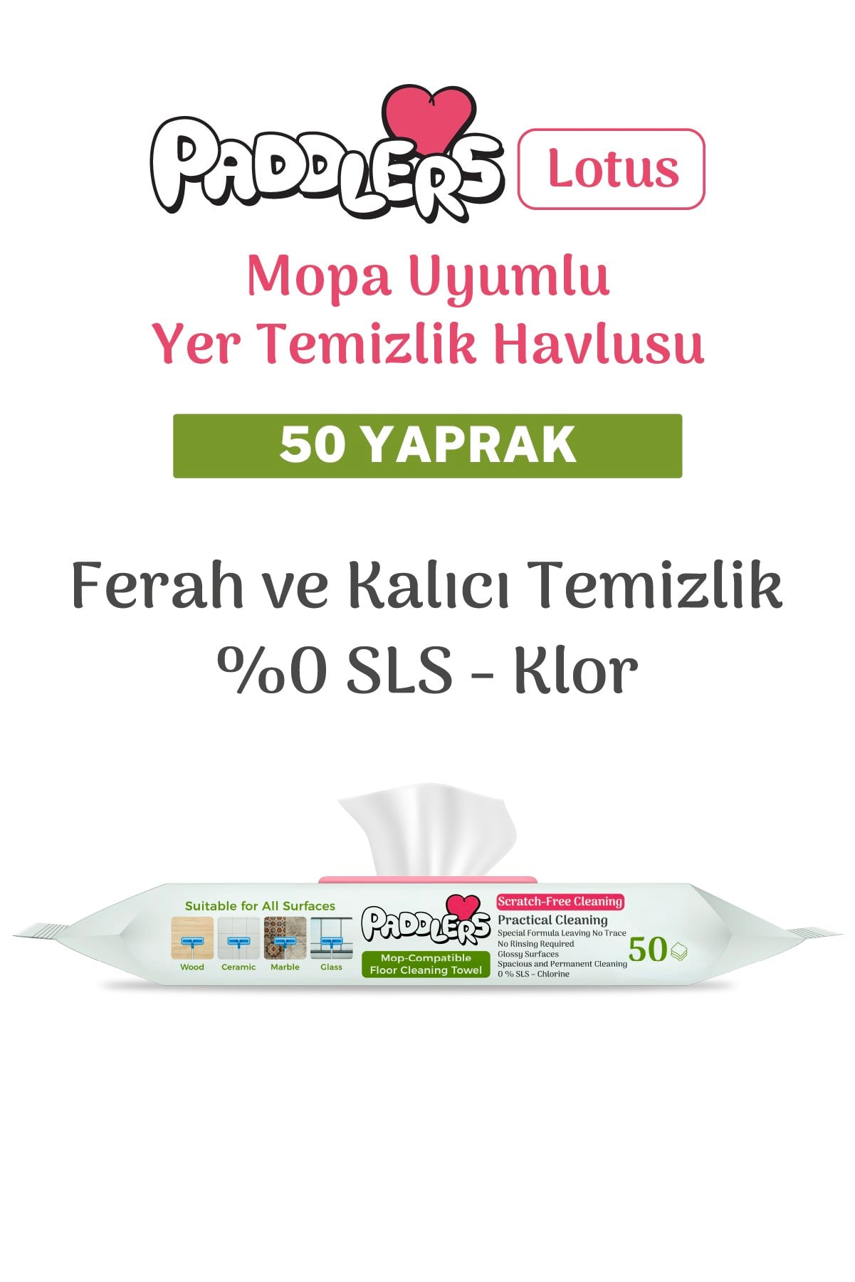 Easy Clean Lotus Çiçeği Kokulu Mopa Uyumlu Yer Temizlik Havlusu 50 Yaprak